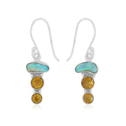 Natural Opal Ethiopian Rough & Citrine Faceted Earrings